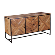 GHomeUK Modern Acacia Wood Natural Brown Parquetry Sideboard